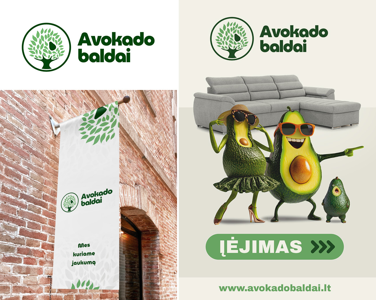 Avokado baldai visuals